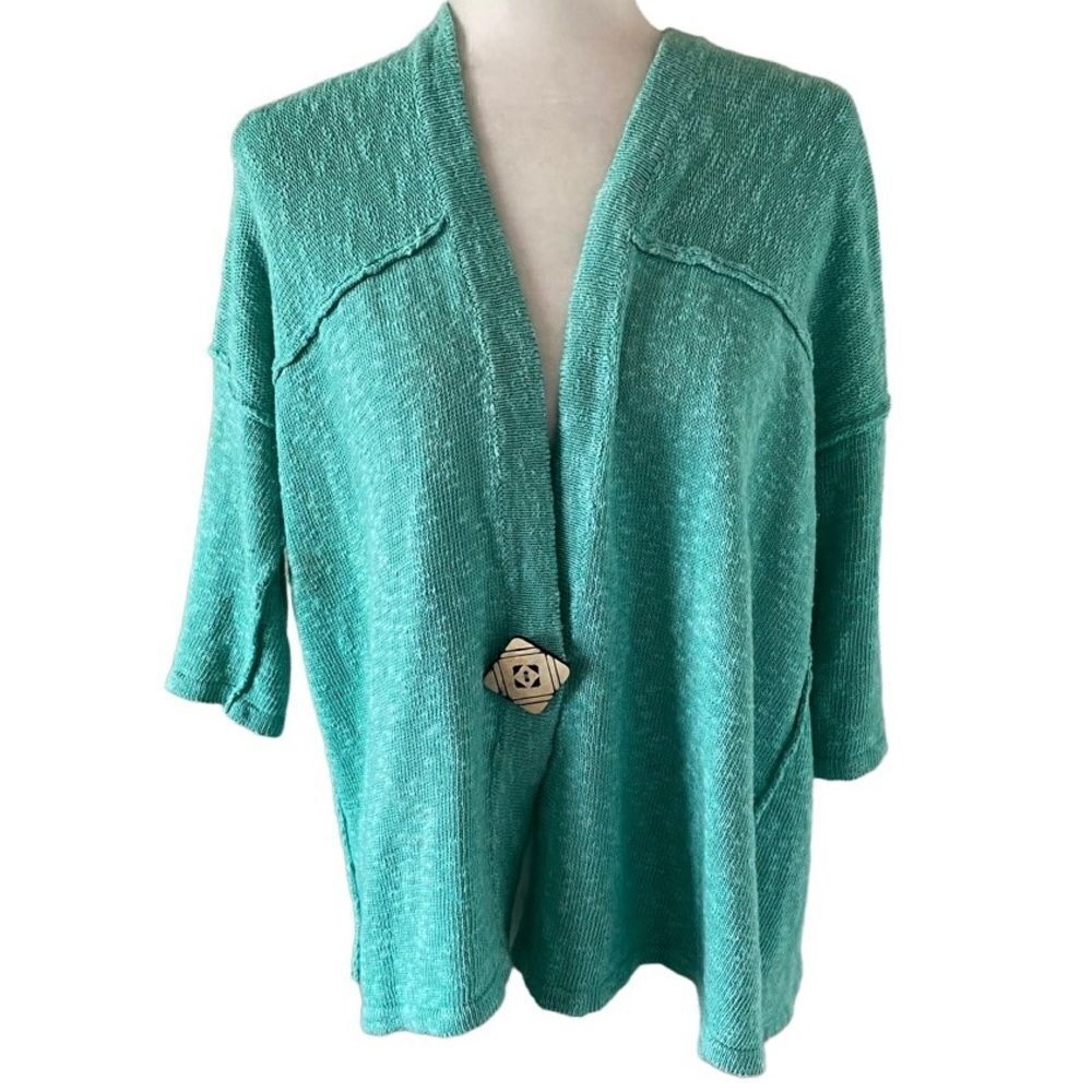 Willow Knit Chunky Open Front Sweater Button SZ S